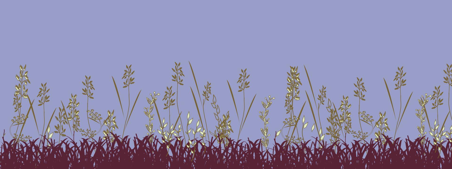 Red grass isolated on blue sky background. Eps10. vector