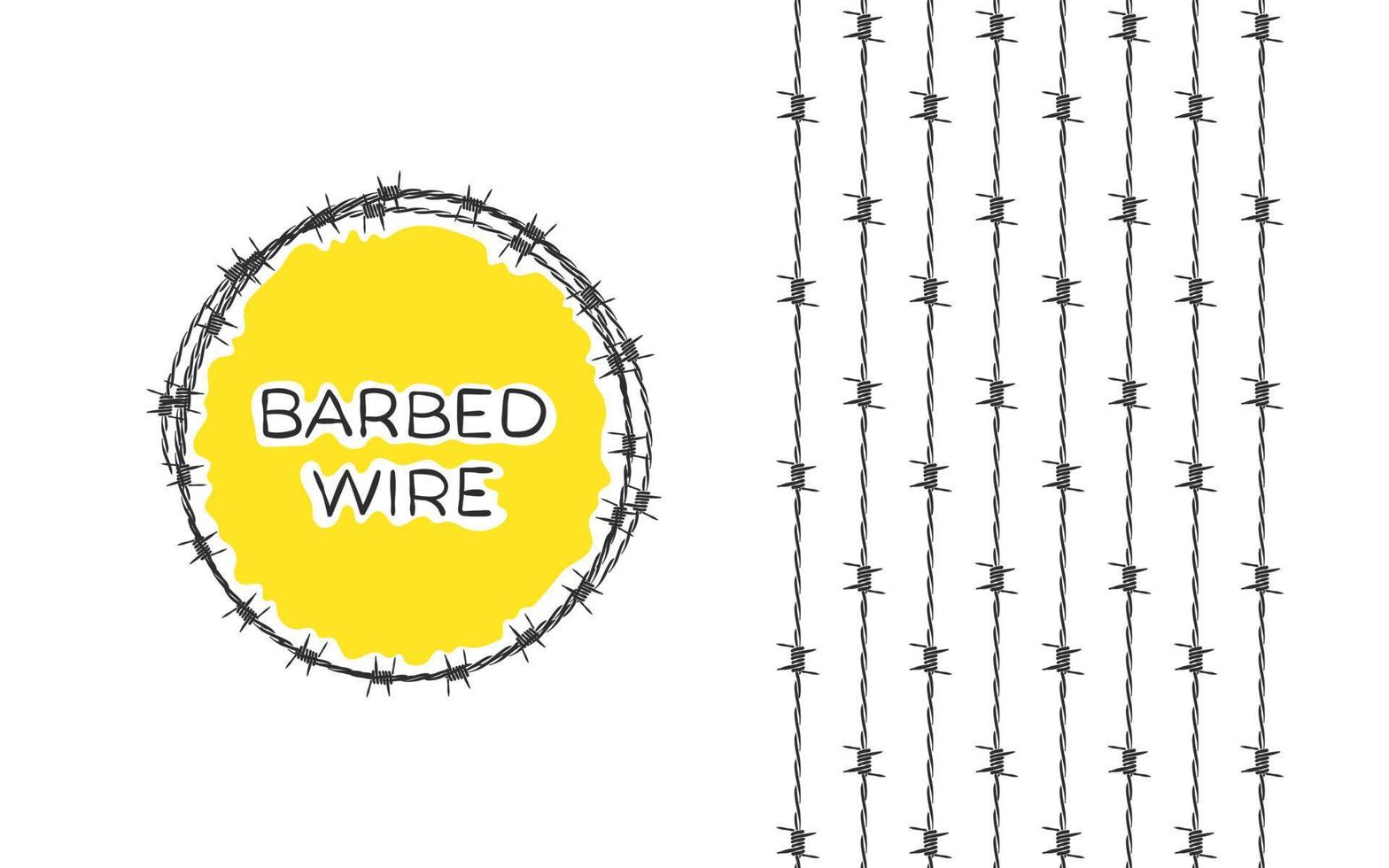 Barbed wire. Twisted and flat razor wire. Security fencing. Vector scalable graphics