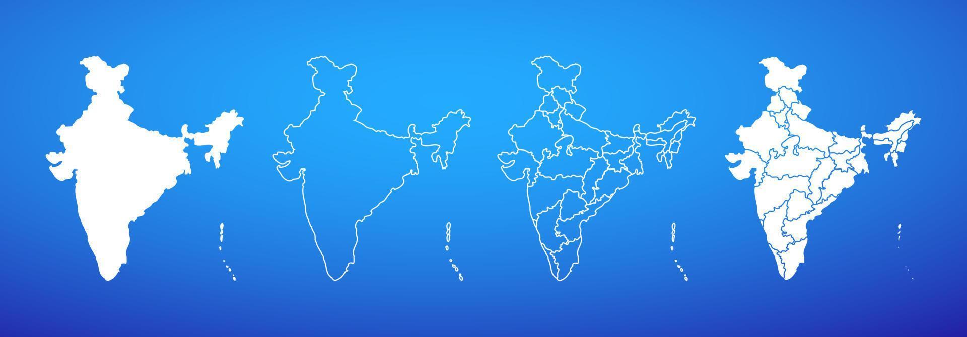 Flat India Map Set Vector Illustration