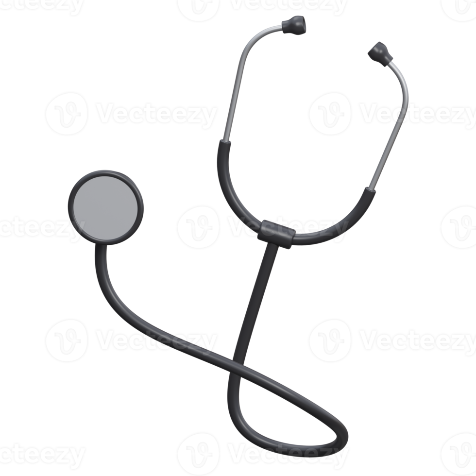 stethoscope 3d render icon illustration with transparent background, health and medical png