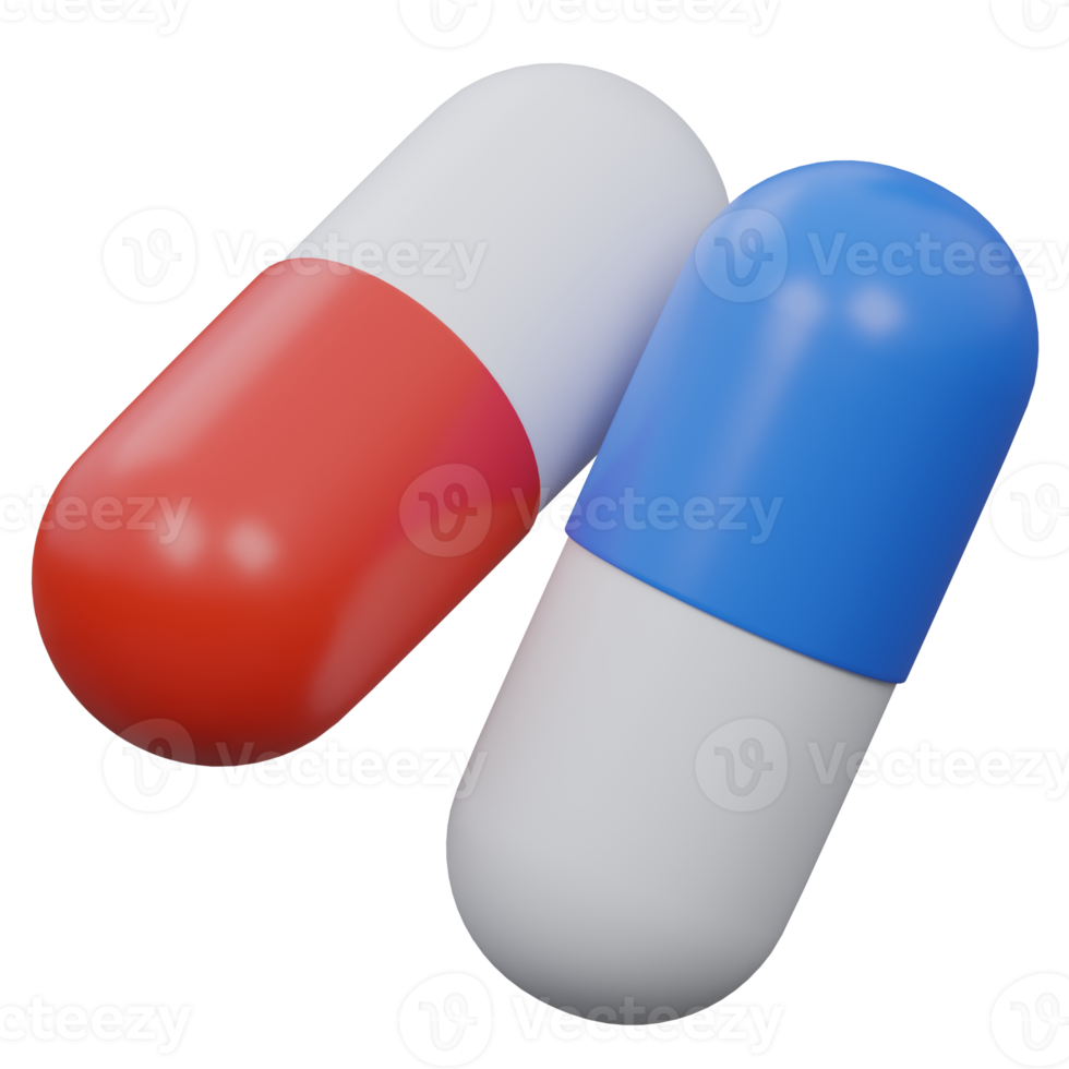capsule 3d render icon illustration with transparent background, health and medical png