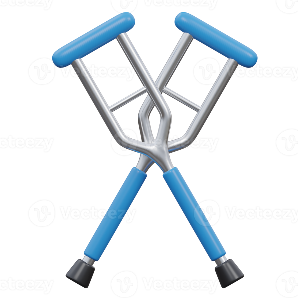 leg crutches 3d render icon illustration with transparent background, health and medical png