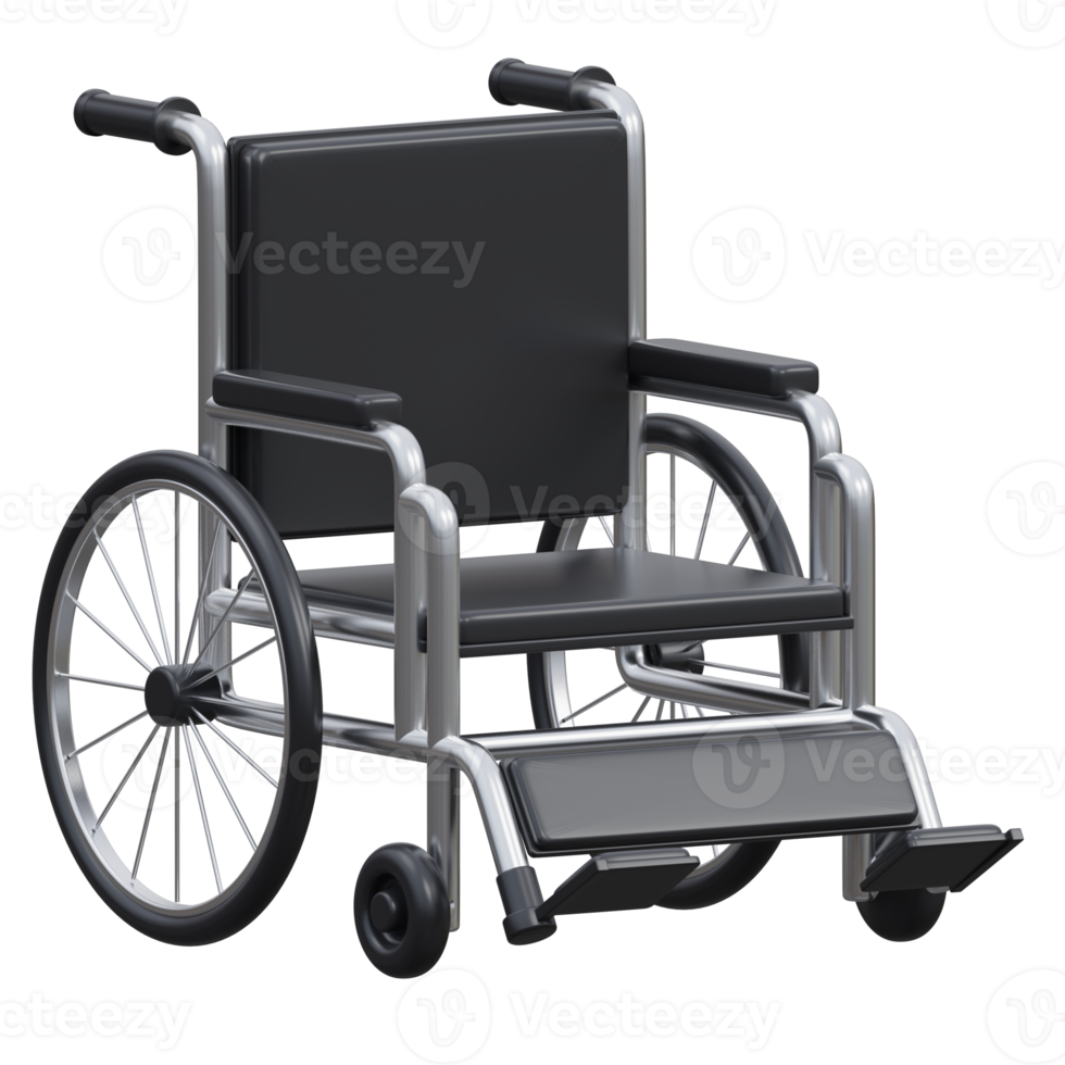 wheelchair 3d render icon illustration with transparent background, health and medical png