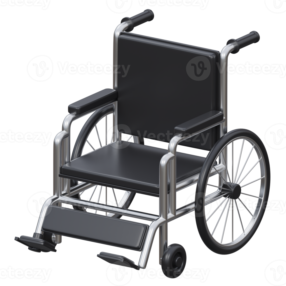 wheelchair 3d render icon illustration with transparent background, health and medical png