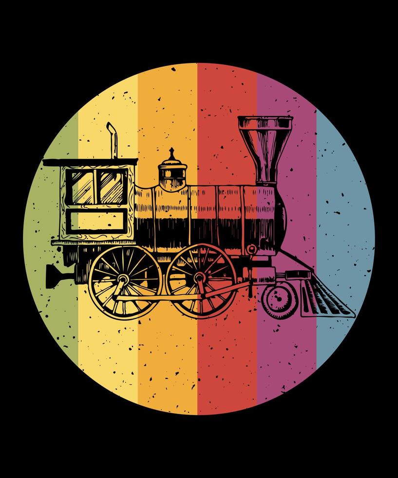 Train vintage illustration vector tshirt design