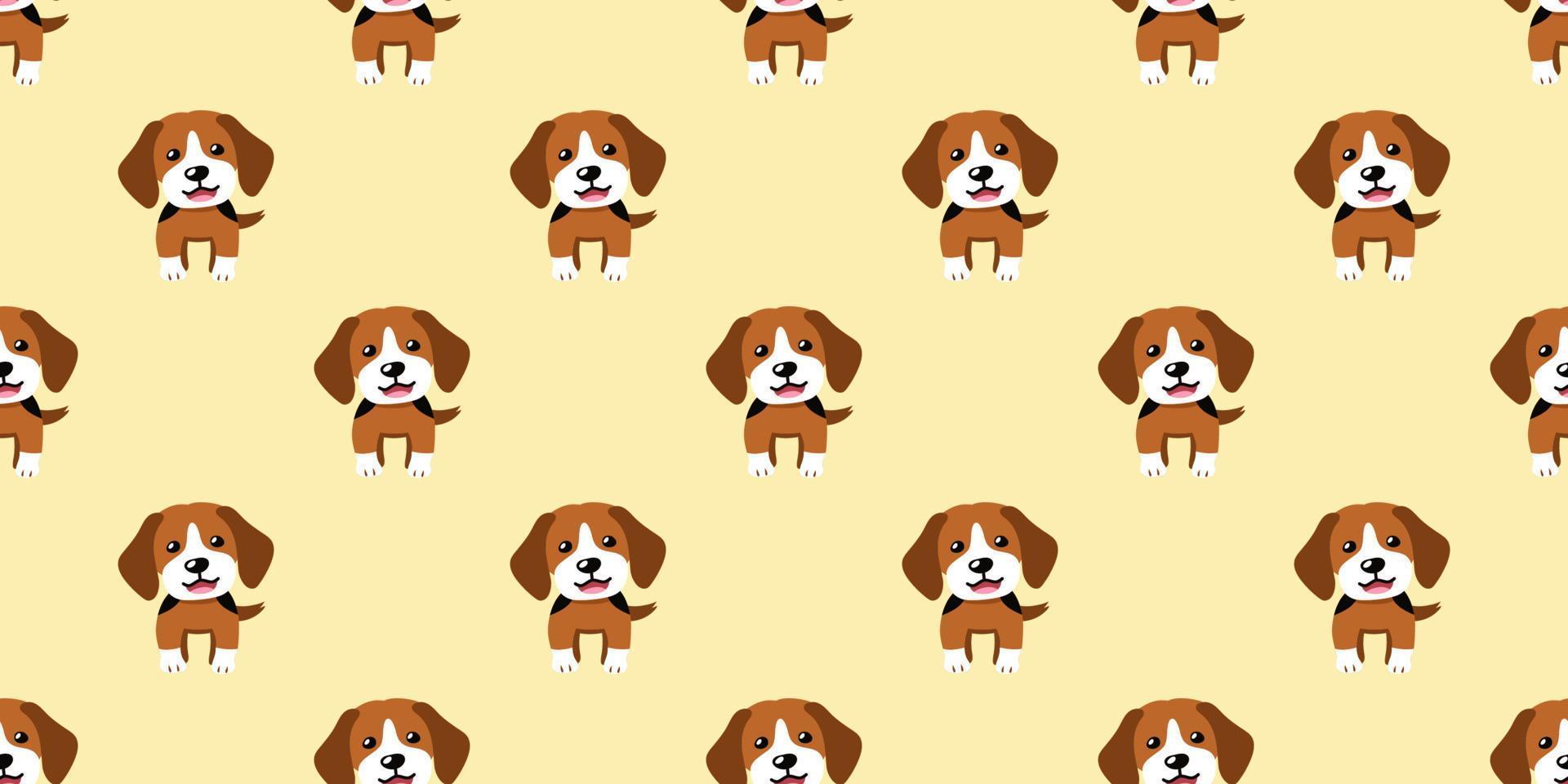 Vector cartoon character beagle dog seamless pattern background