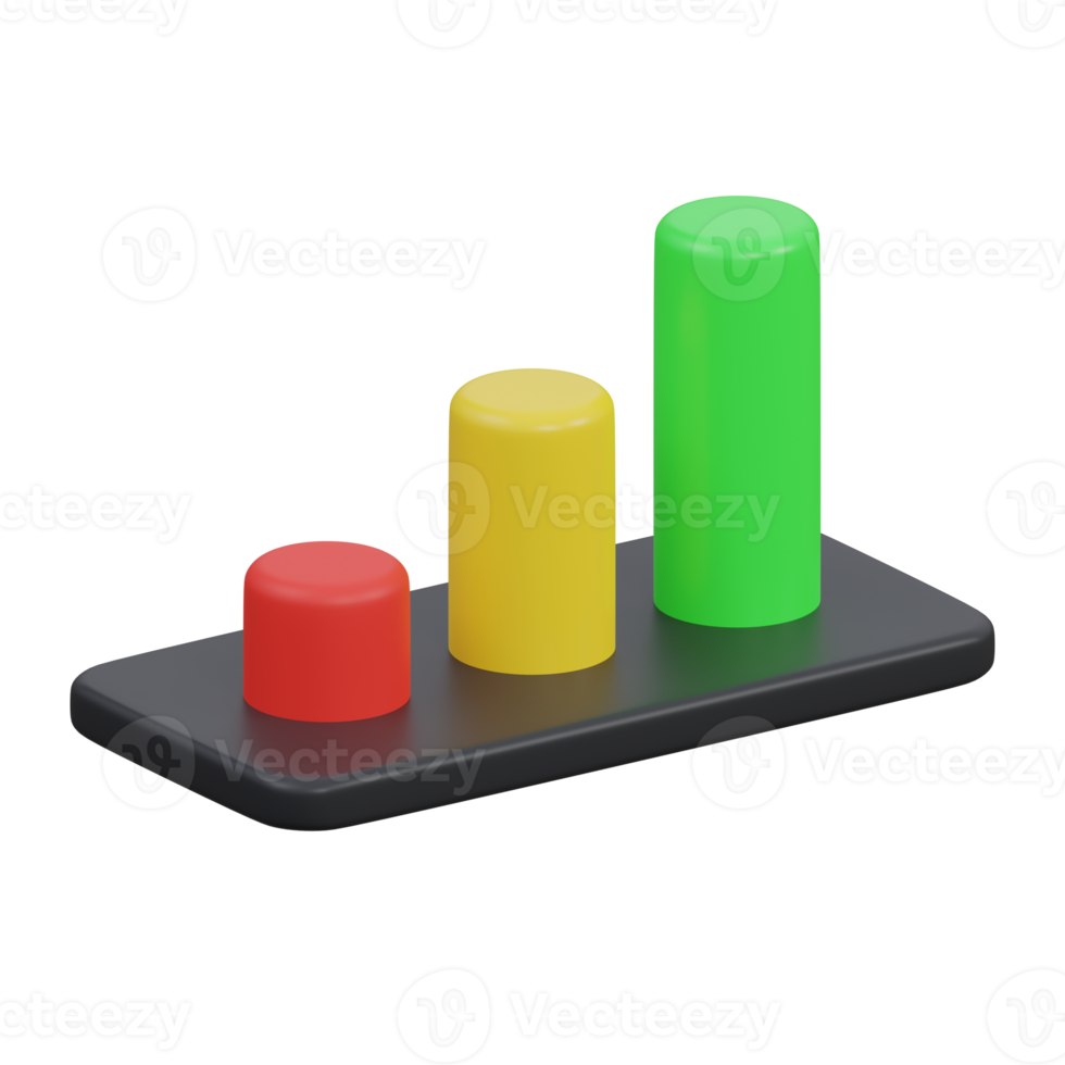 bar chart 3d render icon illustration with transparent background, productivity png