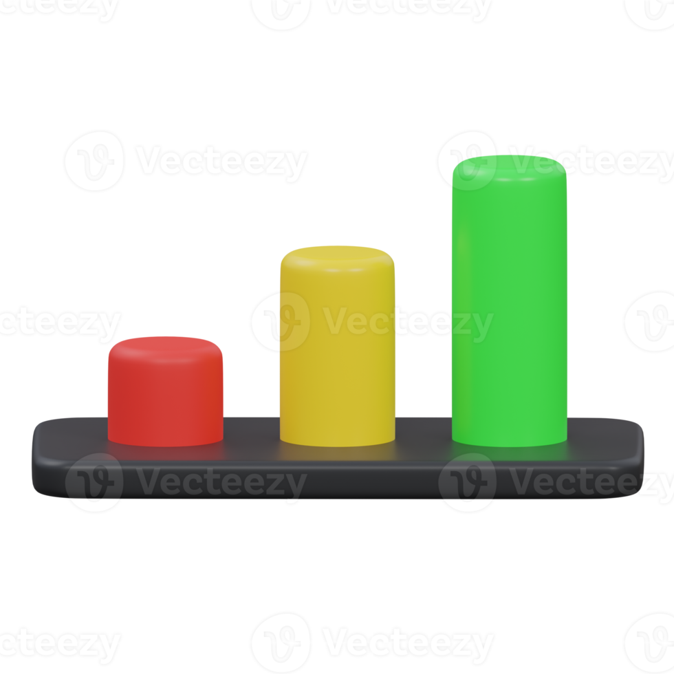 bar chart 3d render icon illustration with transparent background, productivity png