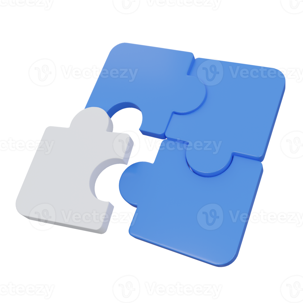 decoupeerzaag puzzel 3d geven icoon illustratie met transparant achtergrond, produktiviteit png