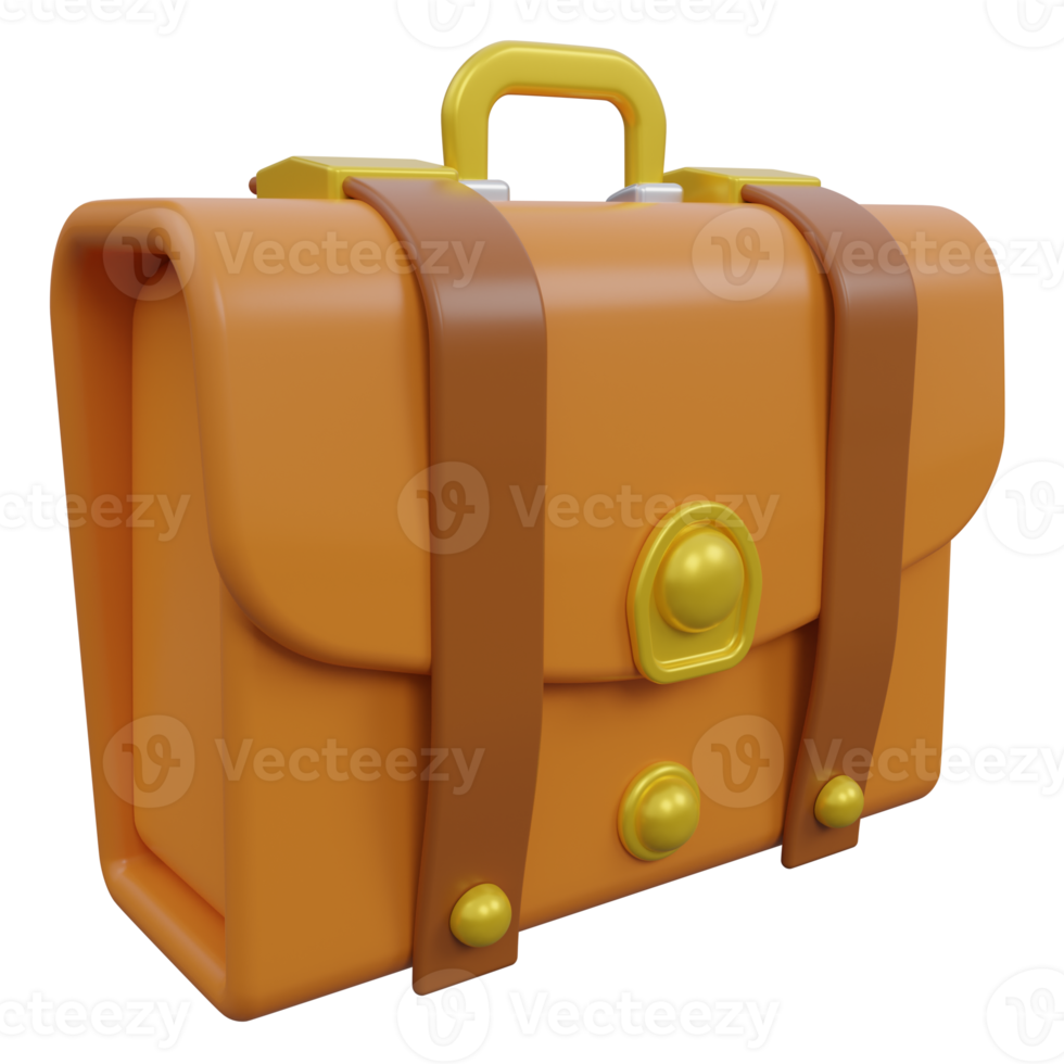 briefcase 3d render icon illustration with transparent background, productivity png