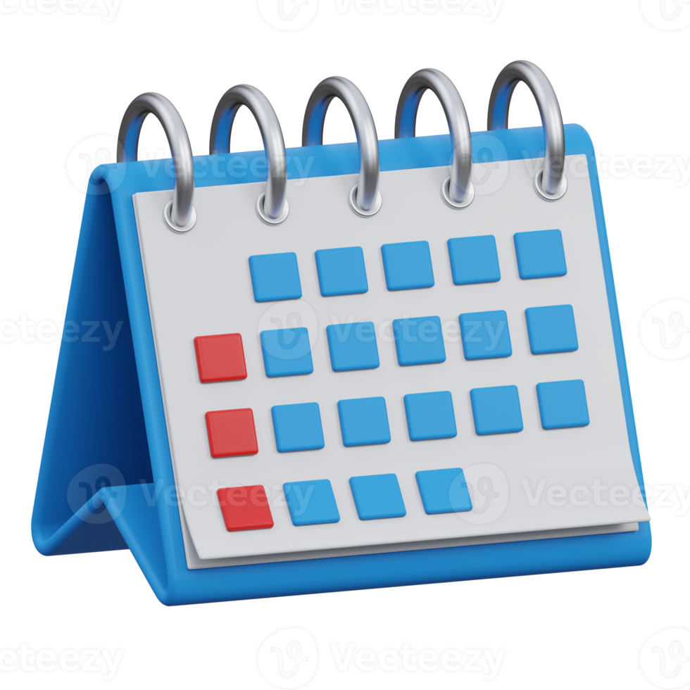 kalender 3d framställa ikon illustration med transparent bakgrund, produktivitet png