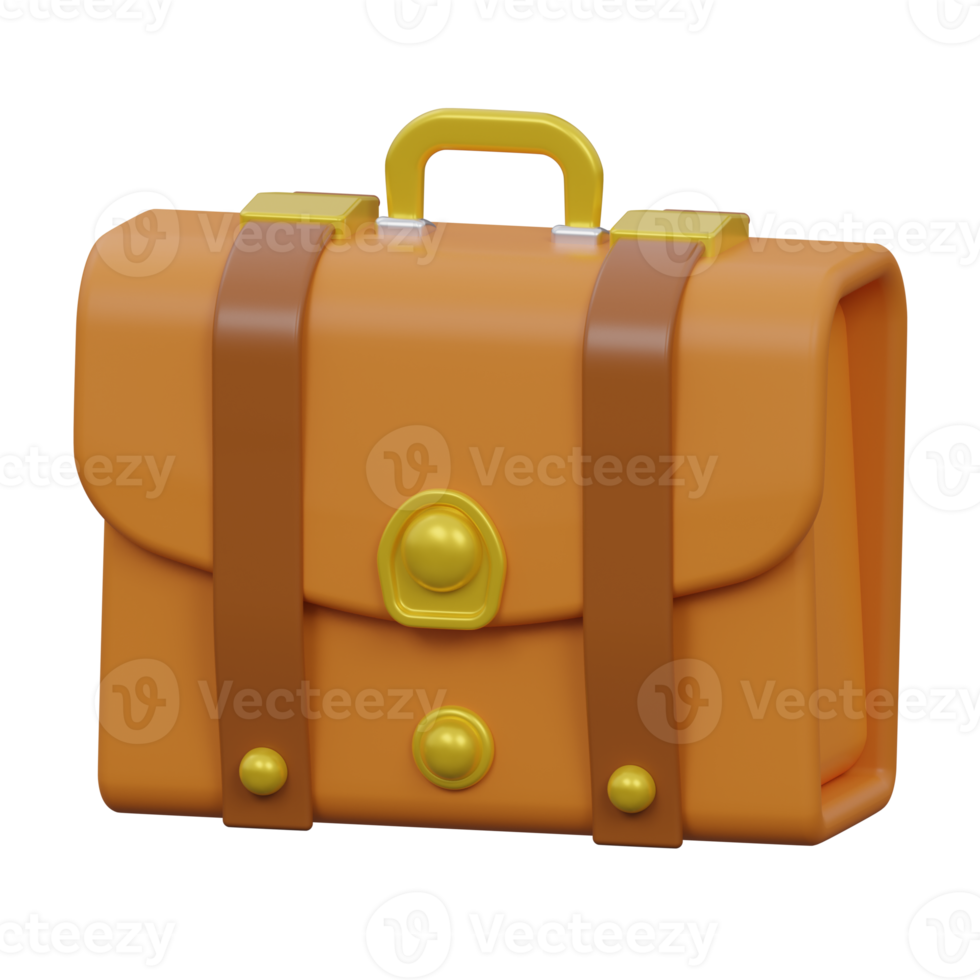 briefcase 3d render icon illustration with transparent background, productivity png