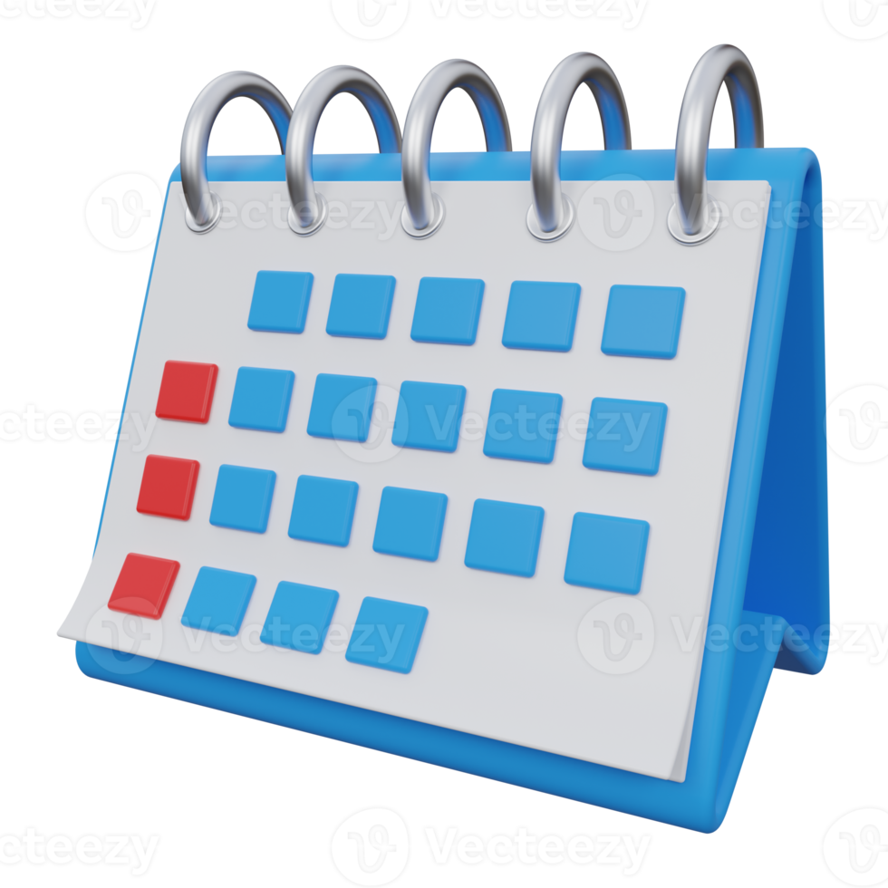 calendar 3d render icon illustration with transparent background, productivity png