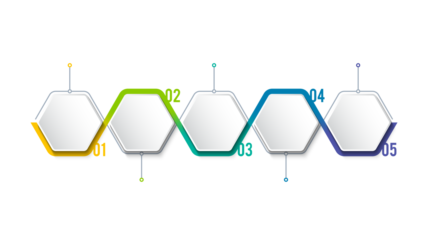 Business infographic template with step or option design. Infographics five options. Diagram with hexagons. Vector design. png