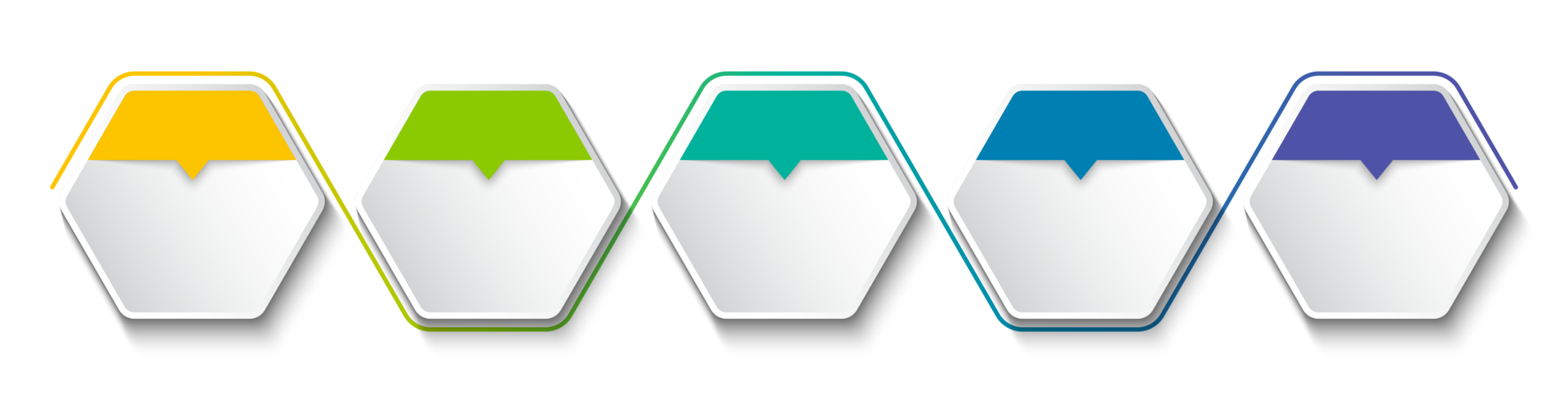 Business infographic template with step or option design. Infographics five options. Diagram with hexagons. Vector design. png