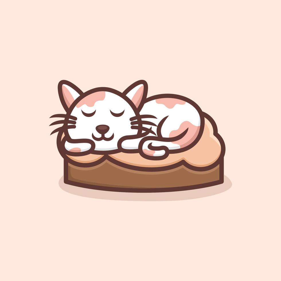 Cute Sleep Cat Logo Design vector