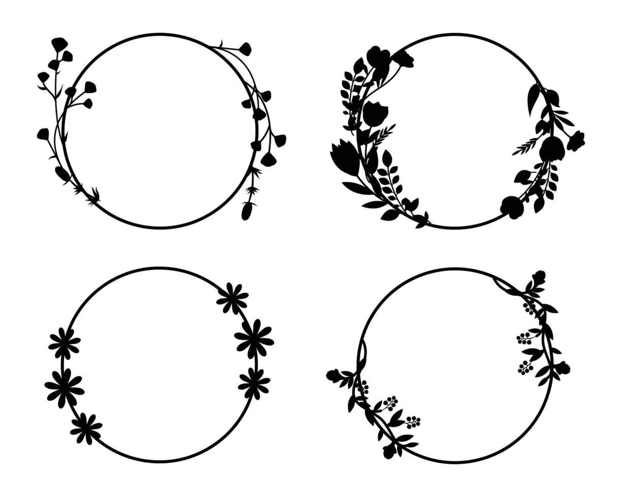 mano dibujado ornamental circulo recopilación, conjunto de floral marcos circulo en plano estilo vector