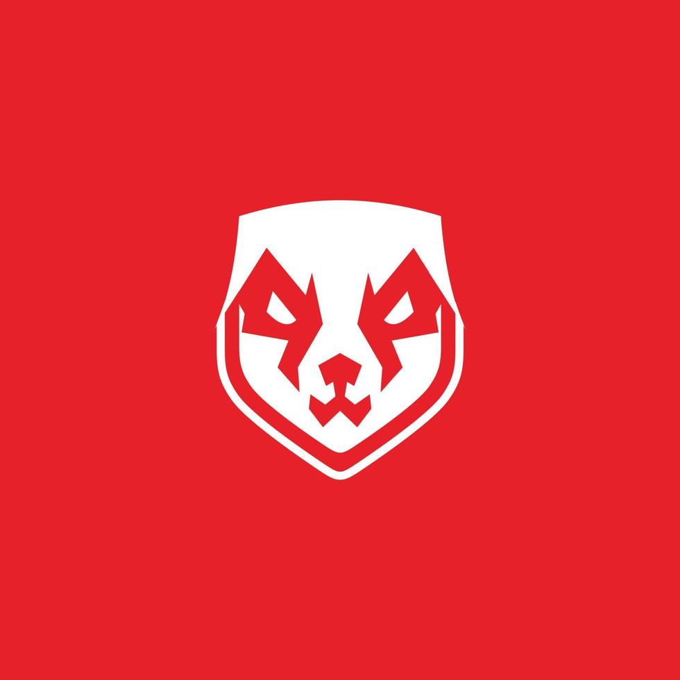bear logo, shield logo design, white and red logo vector
