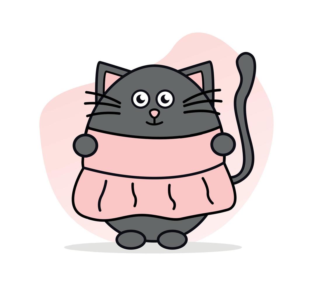 Illustration of a cat. Image of a kitten. Kitty in the dress. Cat in clothes vector