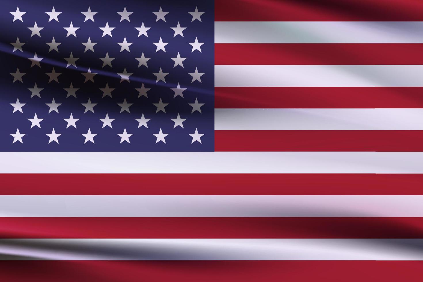 American Flag Blowing Close Up.3d United States American Flag. merican flag USA background, close up.vector image of american flag and American Flag Wave Close Up for Memorial Day vector