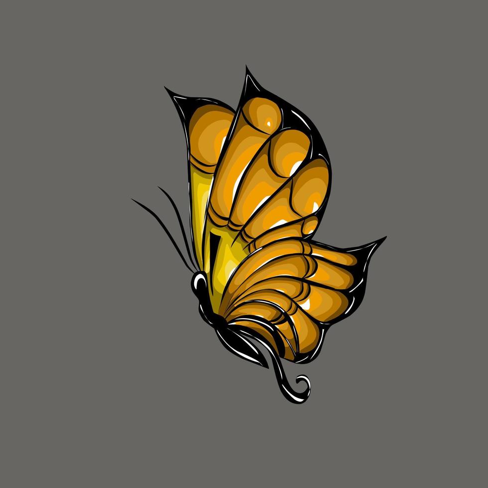 yellow butterfly illustration vector