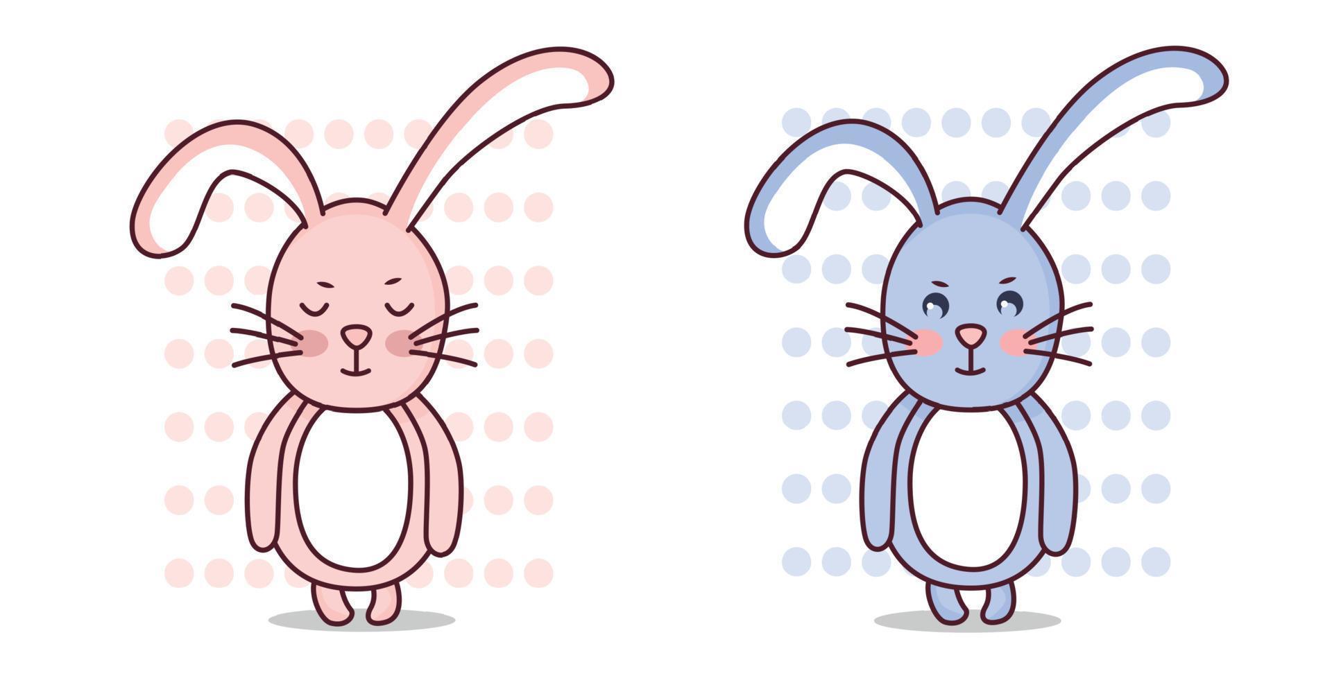 Hare. Rabbit. Animal. Animal illustration. Illustration of a hare. Illustration of a rabbit. Pink hare. Pink Rabbit. Blue rabbit. Blue hare. vector