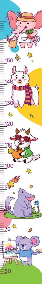 Height meter cute animals. Vector illustration