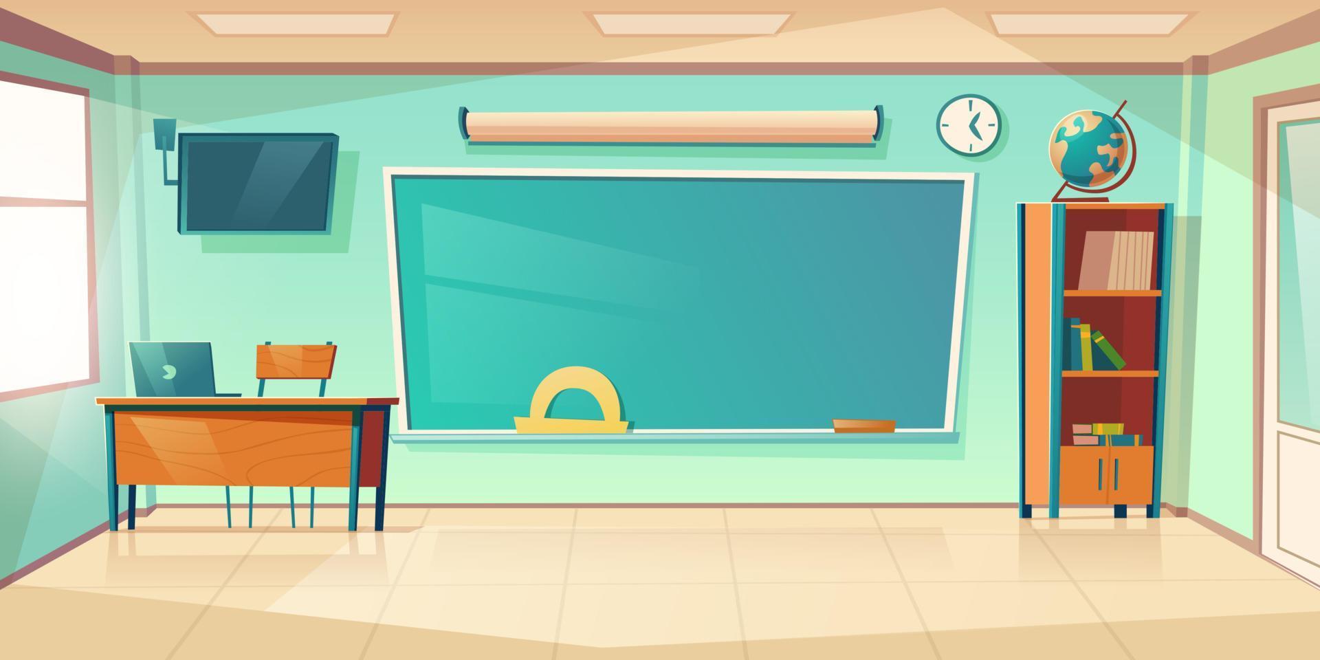 Empty classroom interior, school or college class vector
