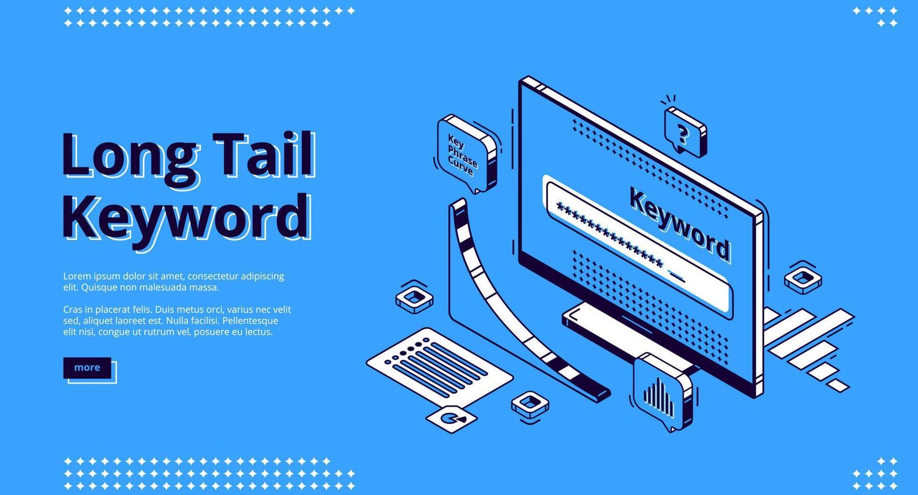 Long tail keyword isometric landing page, banner vector