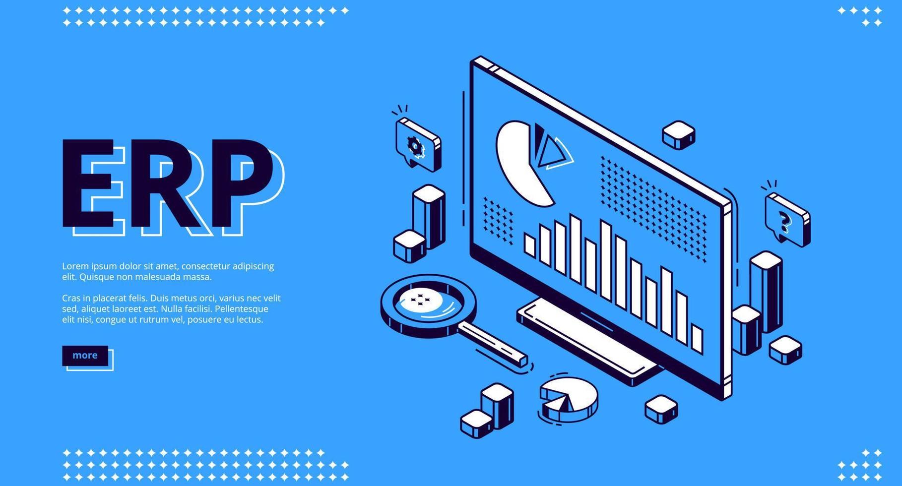 ERP enterprise resource planning isometric landing vector