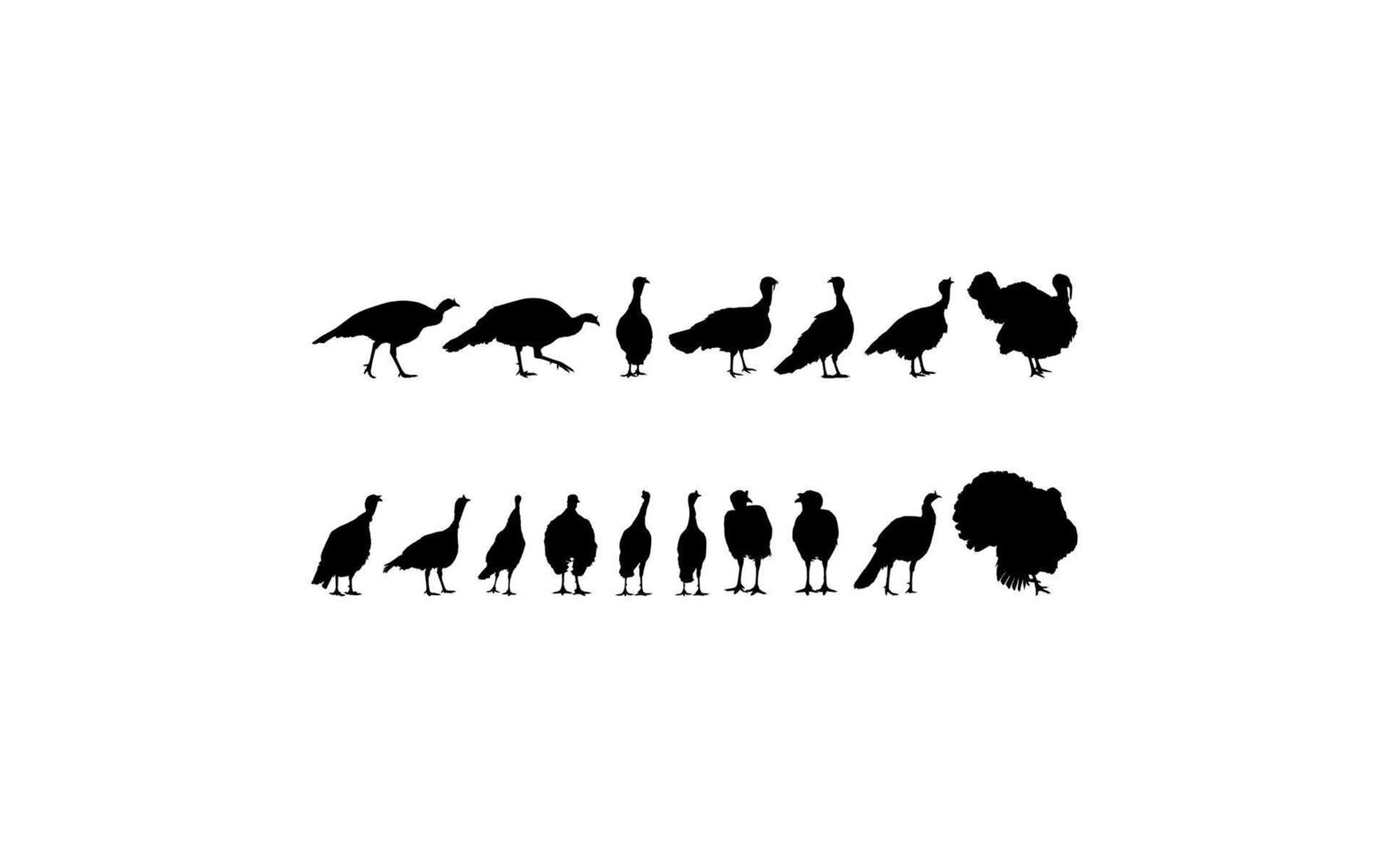 Flock of the Turkey Silhouette for Art Illustration, Pictogram or Graphic Design Element. The Turkey is a large bird in the genus Meleagris. Vector Illustration