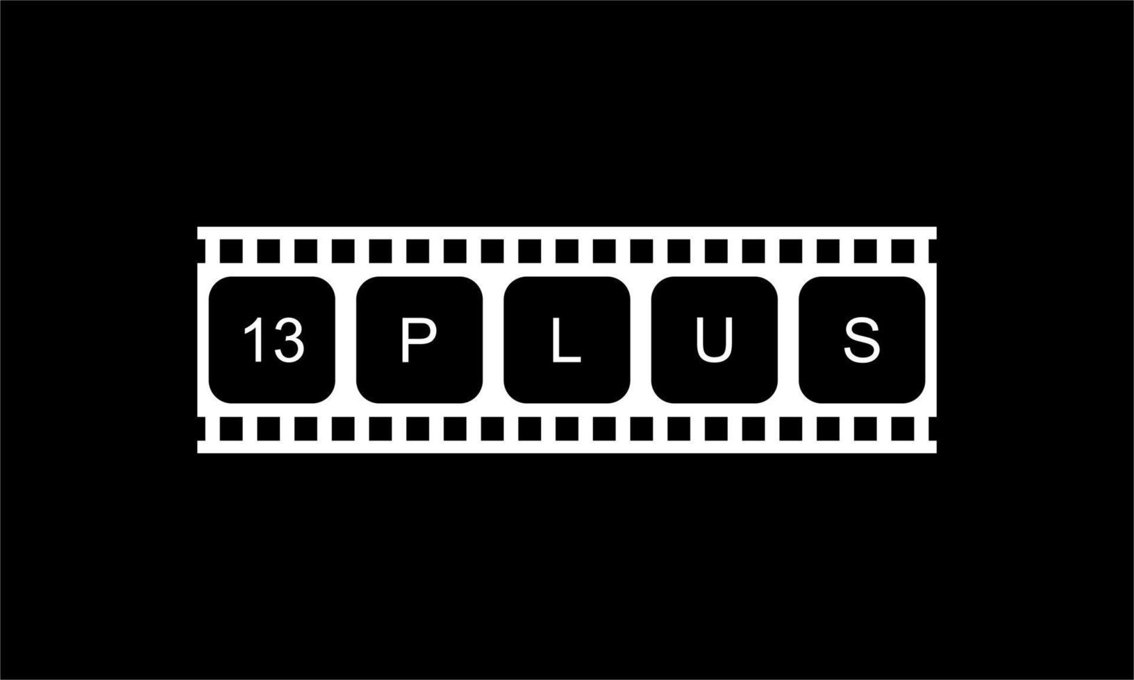 Sign of Adult Only for Thirteen Plus, 13 Plus Age in the Filmstrip. Age Rating Movie Icon Symbol for Movie Poster, Banner, Backdrop, Apps, Website or Graphic Design Element. Vector Illustration