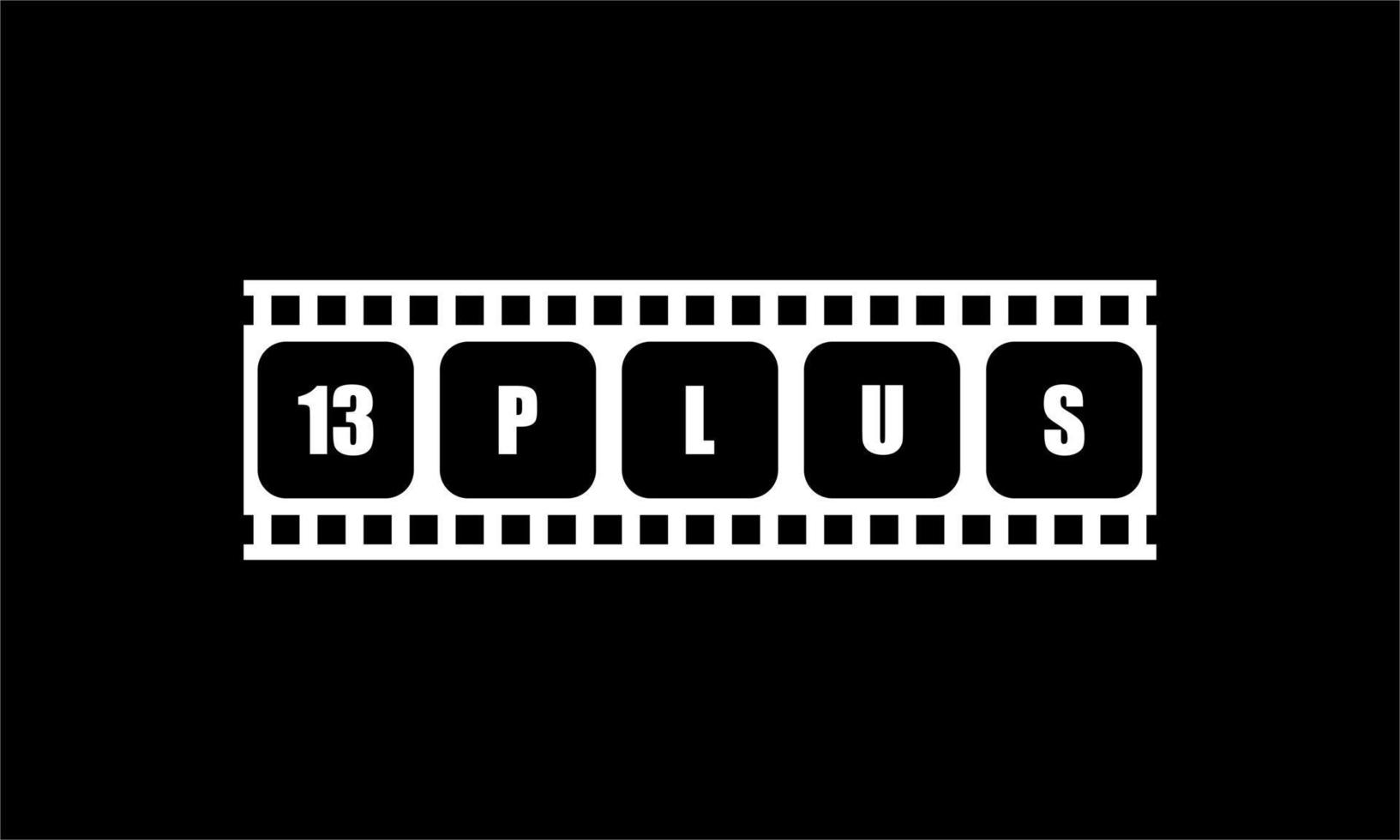 Sign of Adult Only for Thirteen Plus, 13 Plus Age in the Filmstrip. Age Rating Movie Icon Symbol for Movie Poster, Banner, Backdrop, Apps, Website or Graphic Design Element. Vector Illustration