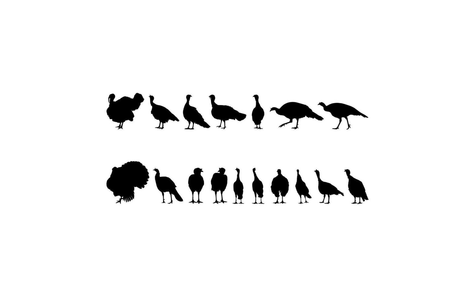 Flock of the Turkey Silhouette for Art Illustration, Pictogram or Graphic Design Element. The Turkey is a large bird in the genus Meleagris. Vector Illustration