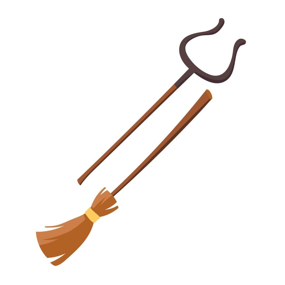 Broom and grip for pots with wooden stick vector