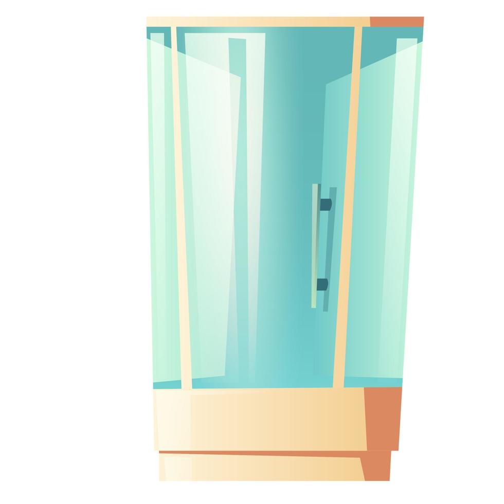Vector cartoon shower cabin with glass door