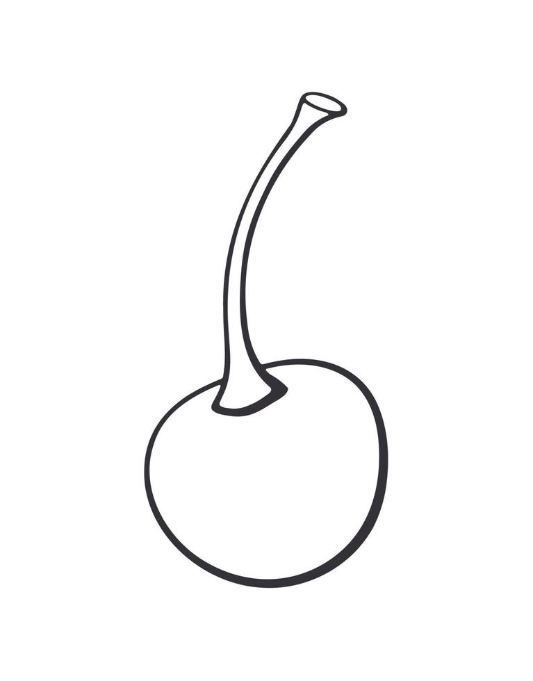 Outline doodle of cherry with the stem vector