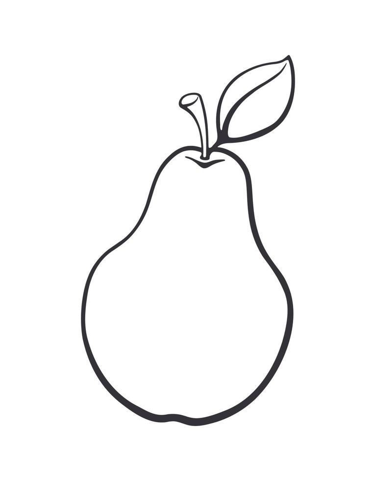 Outline doodle of pear with stem vector