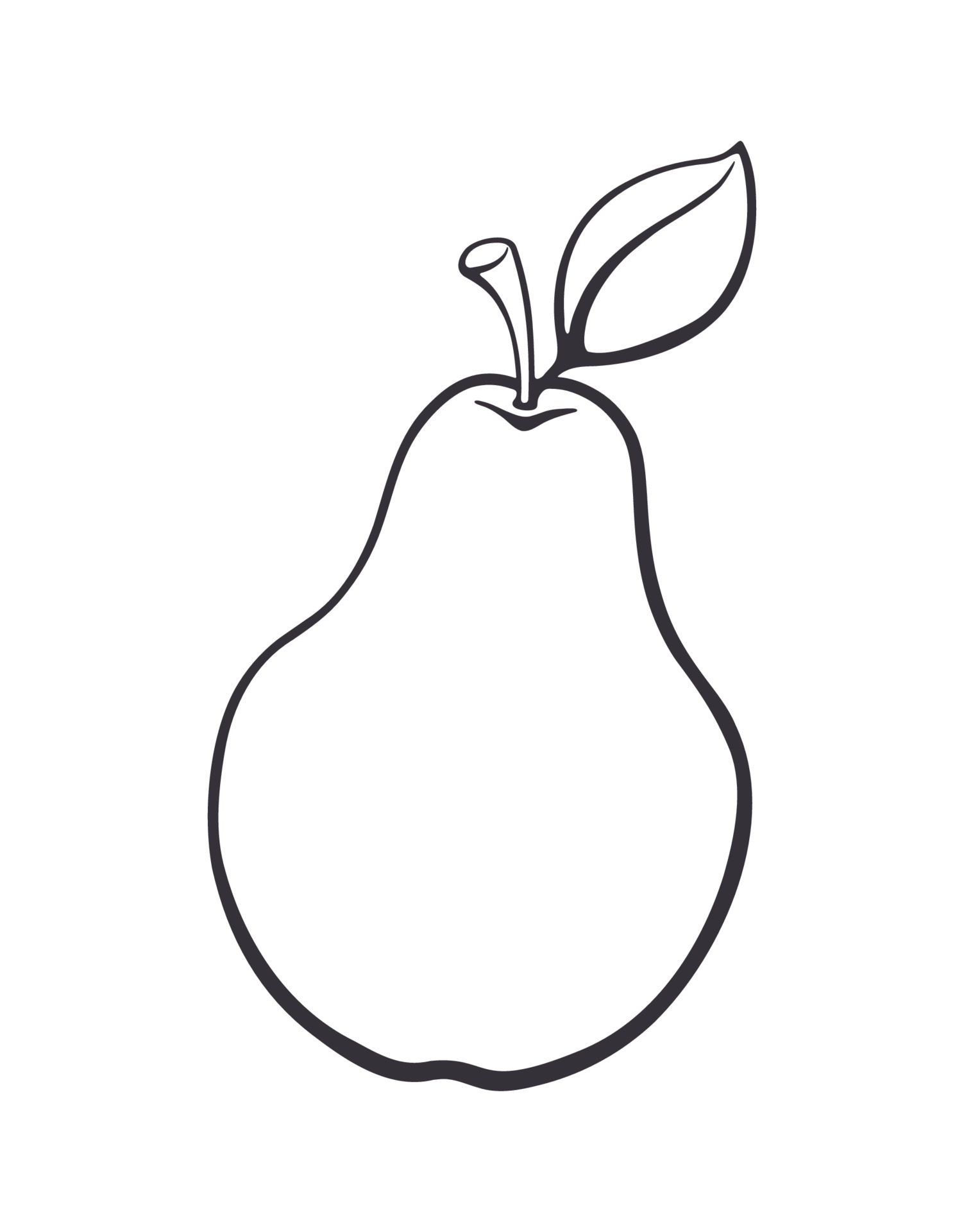 Outline doodle of pear with stem 21973815 Vector Art at Vecteezy