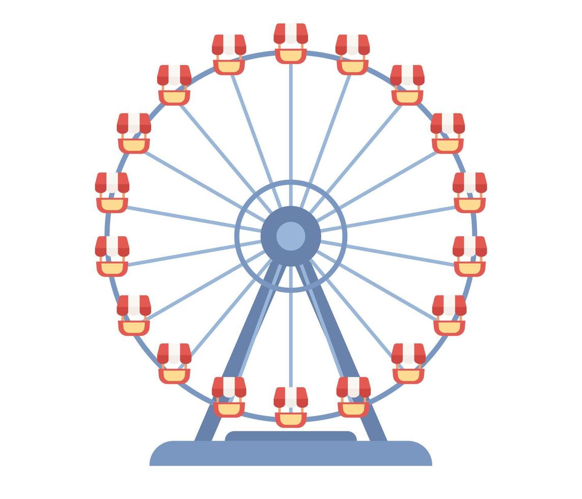Ferris Wheel in amusement park icon. Vector flat illustration