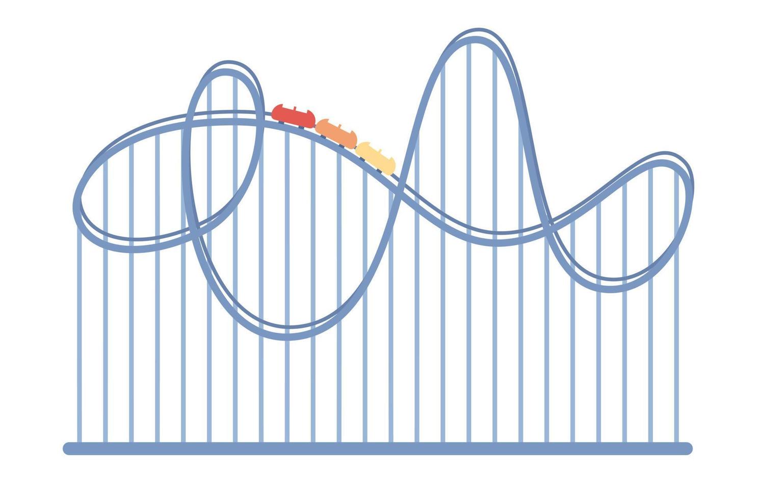 Roller coaster in amusement park. Vector flat illustration