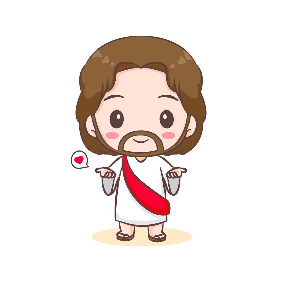 linda Jesús Cristo y el oveja dibujos animados. mano dibujado chibi personaje aislado blanco antecedentes. cristiano Biblia para niños. mascota logo icono vector Arte ilustración