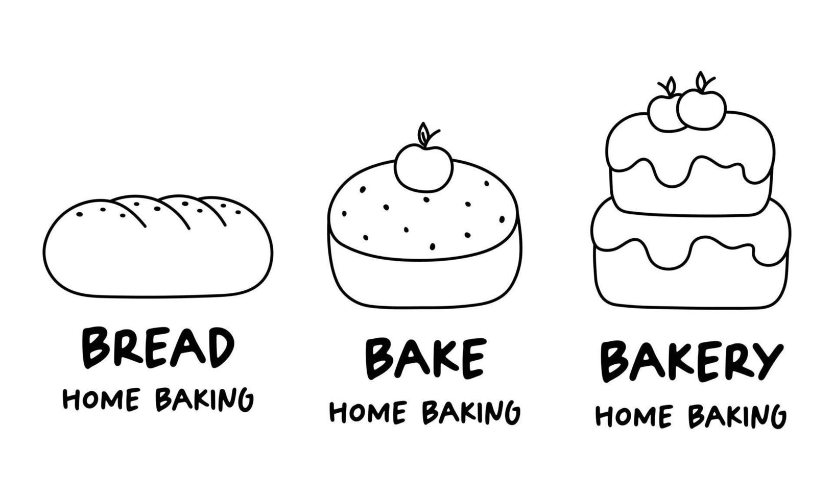 Simple bakery homemade, pastry and bread shop logo, badges, labels, icons and stickers. vector