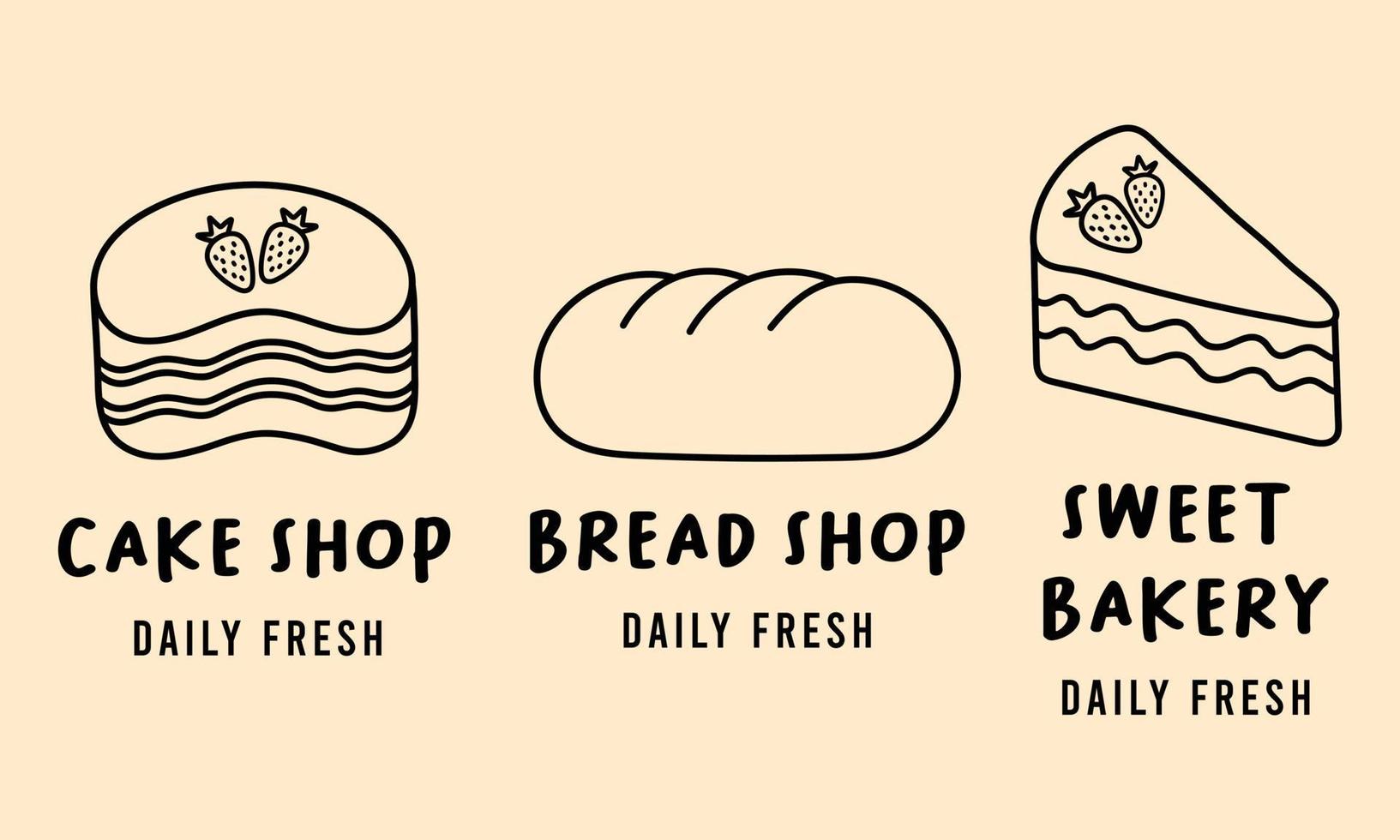 Simple bakery homemade, pastry and bread shop logo, badges, labels, icons and stickers. vector