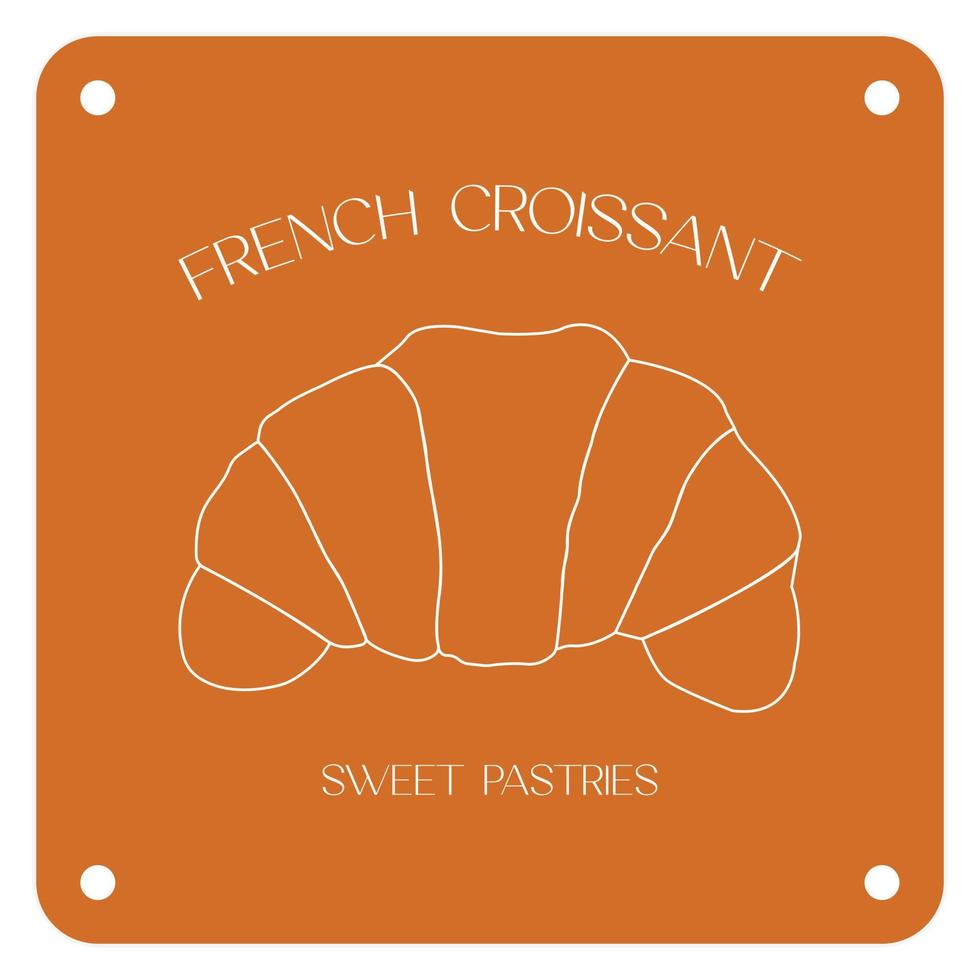 Simple croissant homemade, croissant shop and bakery, pastry logo, badges, labels, icons and signs. vector