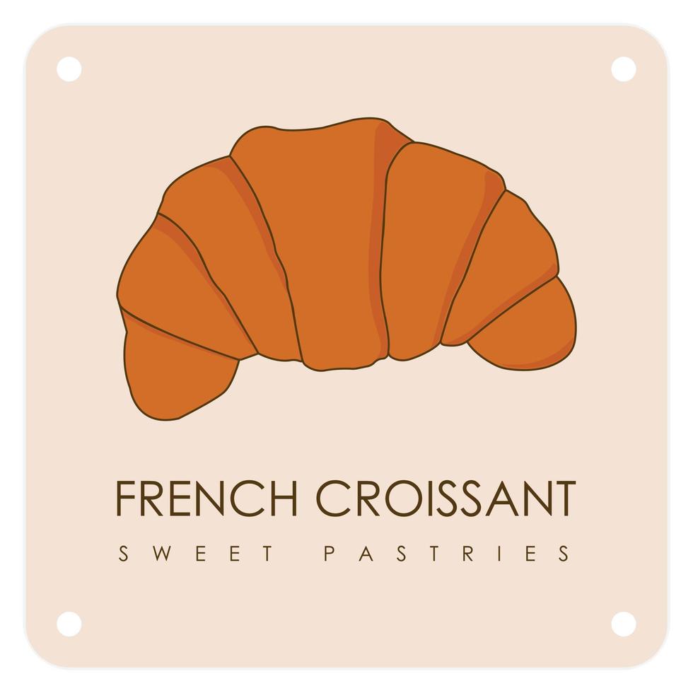 Simple croissant homemade, croissant shop and bakery, pastry logo, badges, labels, icons and signs. vector