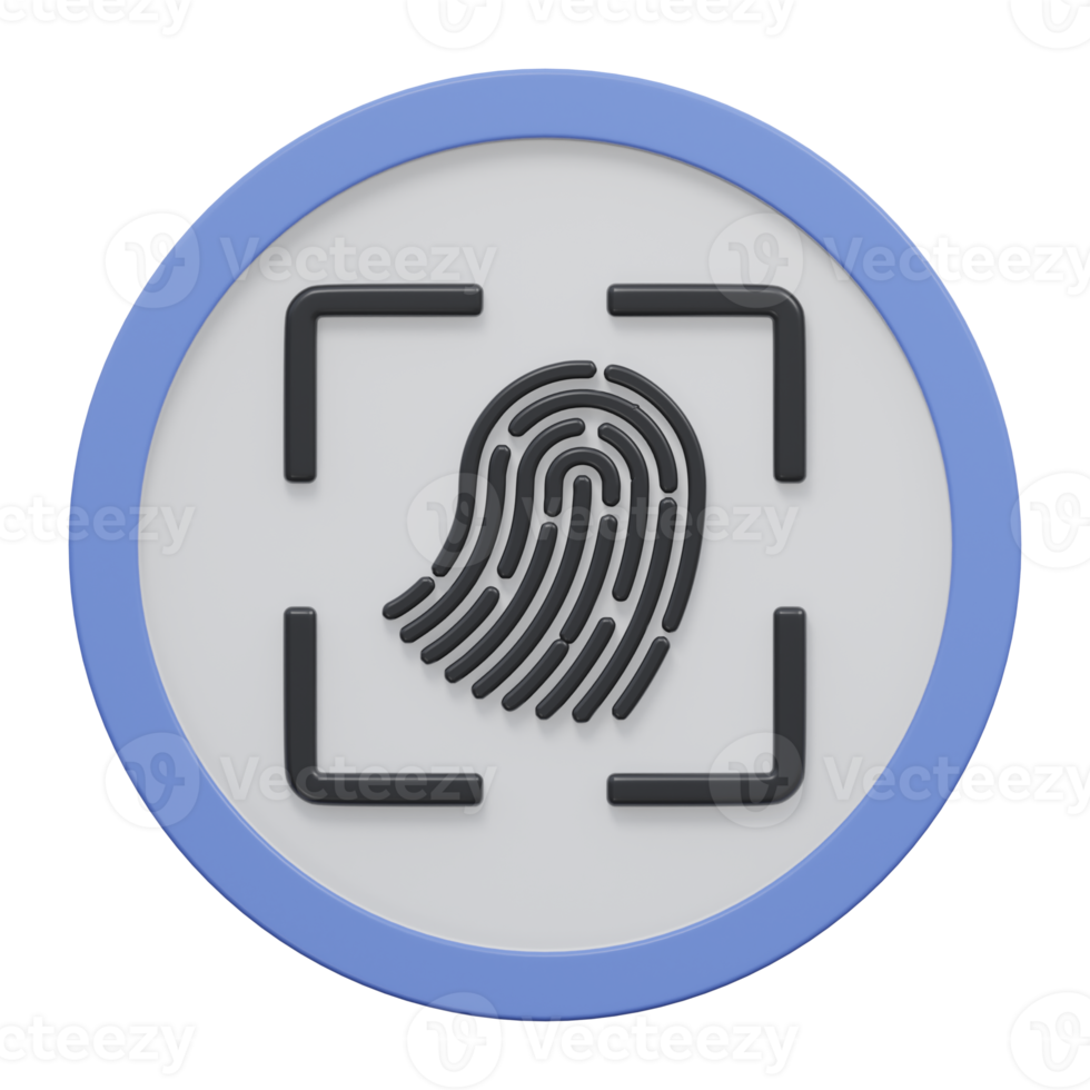 fingerprint scan 3d render icon illustration with transparent background, cyber security png