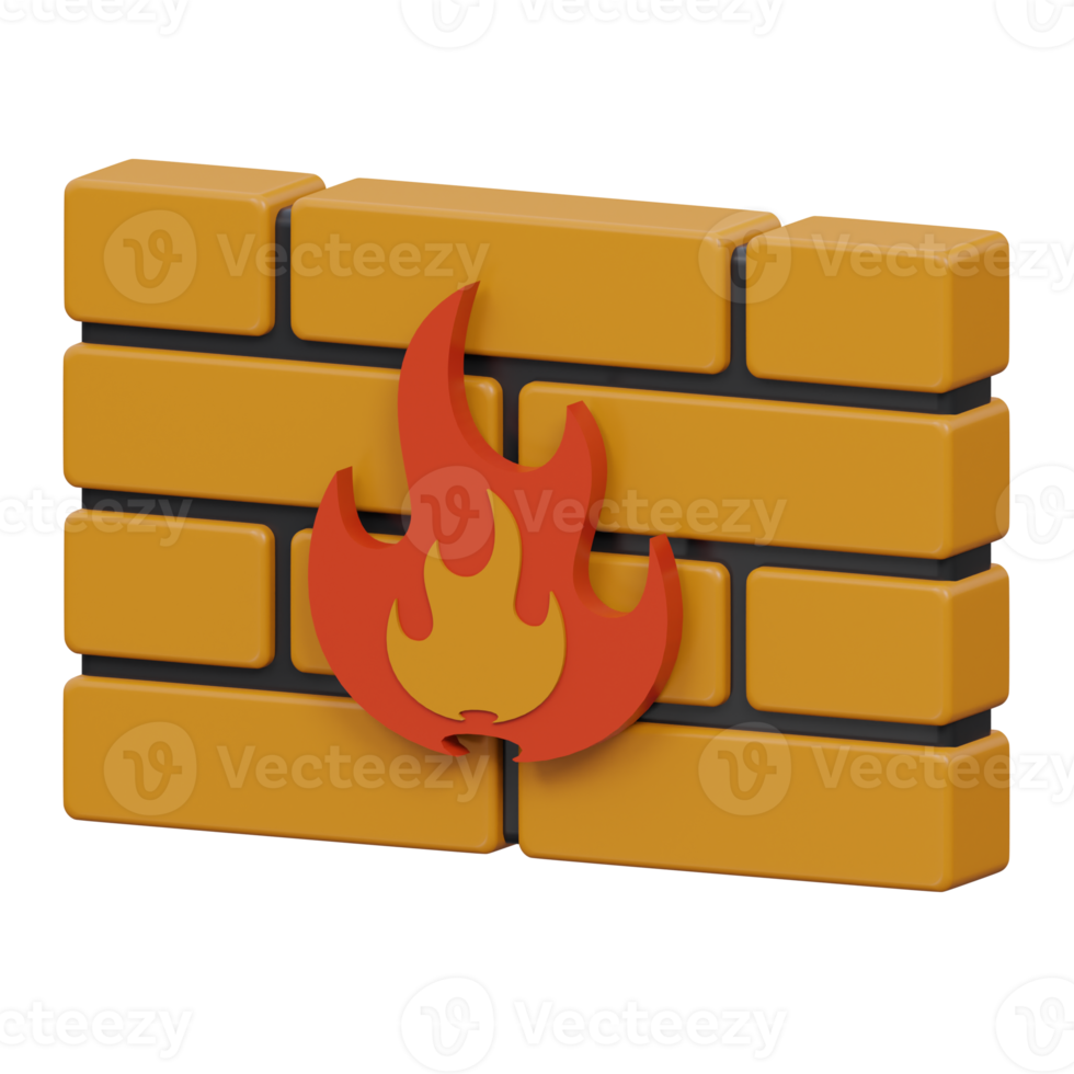 firewall 3d render icon illustration with transparent background, cyber security png