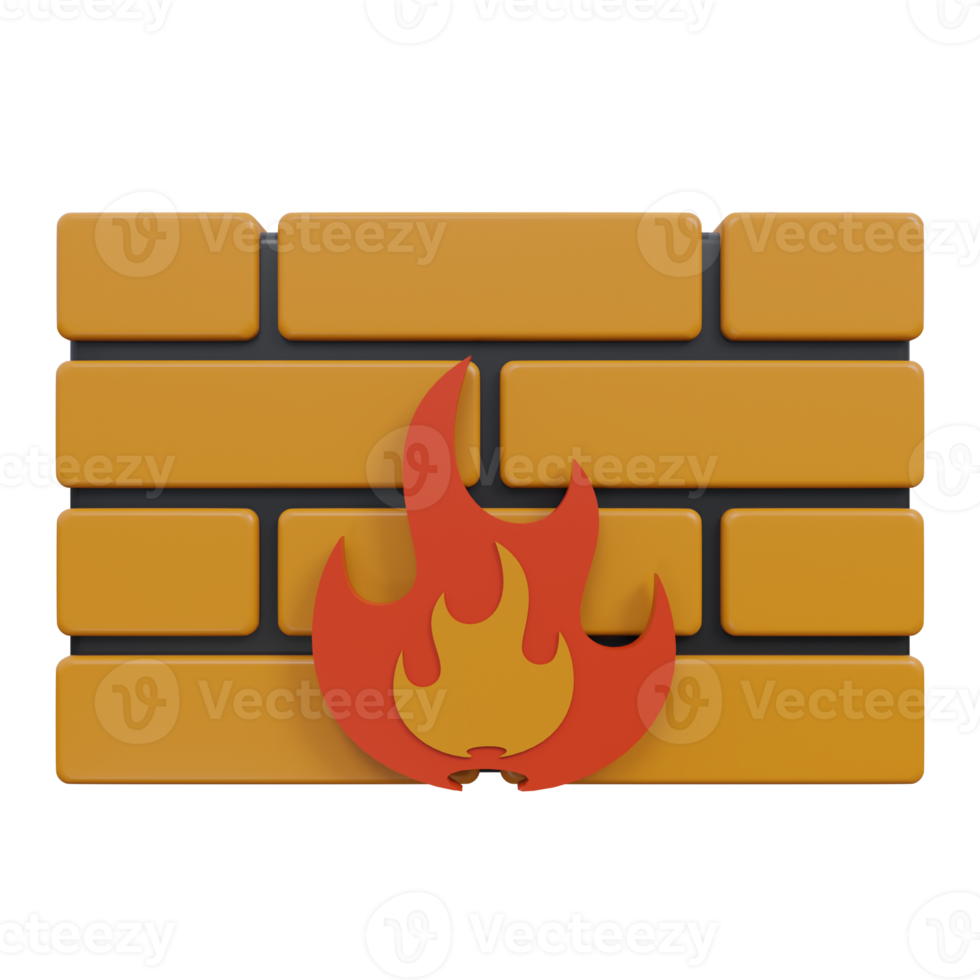 firewall 3d render icon illustration with transparent background, cyber security png