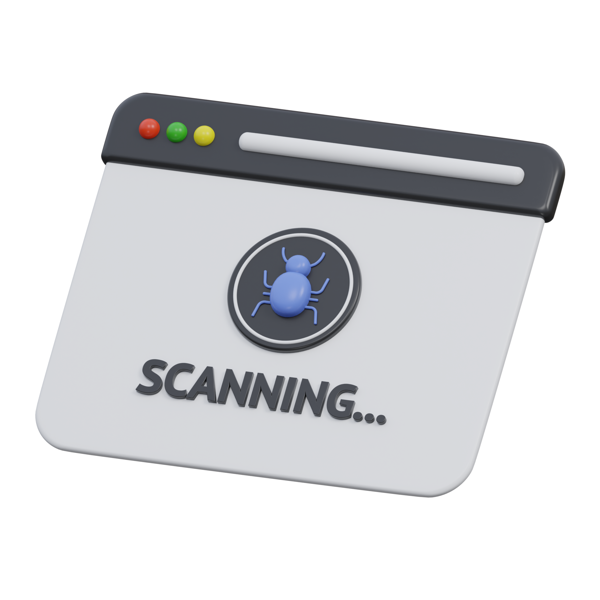 scanning virus 3d render icon illustration with transparent background